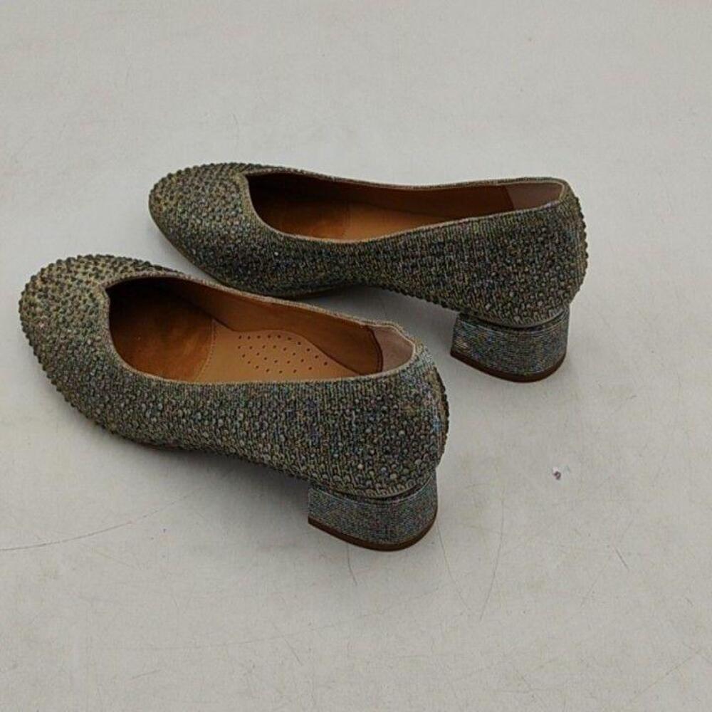 J Renee Shoes Womens Multicolor Glitter Round Toe Low Block Heel Pumps Size 8W